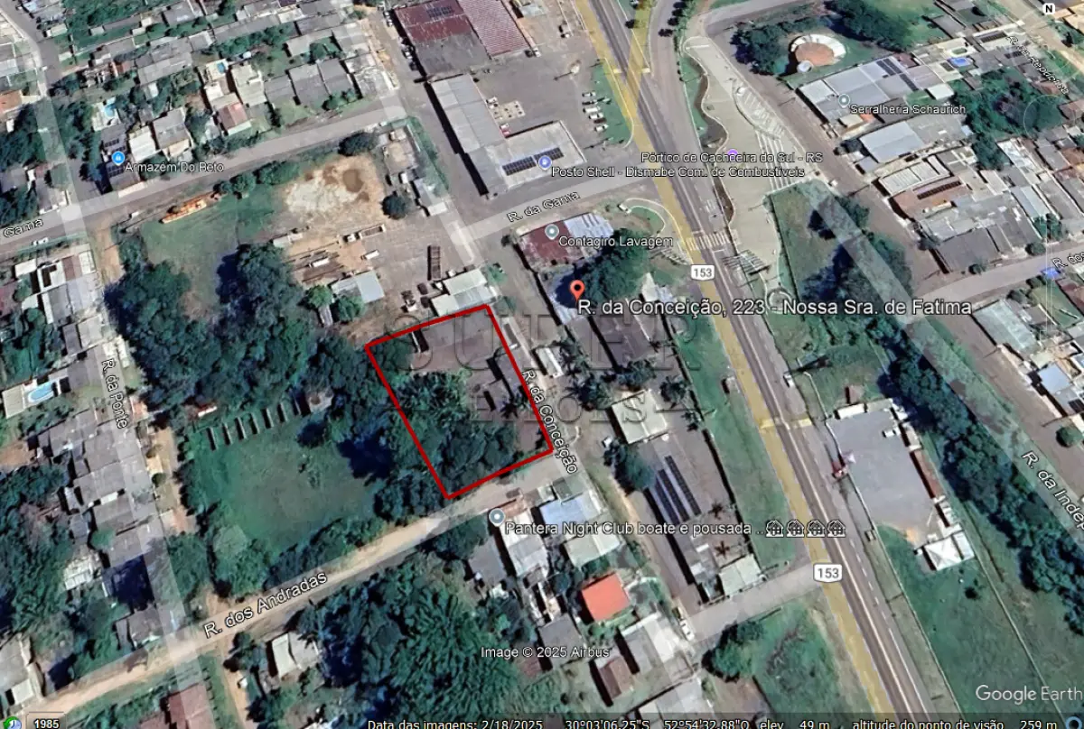 LOTE 013 - IMÓVEL a Rua da Conceição, 223, esquina  Rua dos Andradas, no bairro Nossa Senhora de Fátima, Cachoeira do Sul/RS