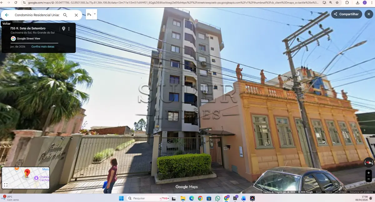 LOTE 002 - Um apartamento nº 801 do Edifício Condomínio Residencial União de Moços, localizado na Rua Sete de Setembro, 744, no município de Cachoeira do Sul - RS