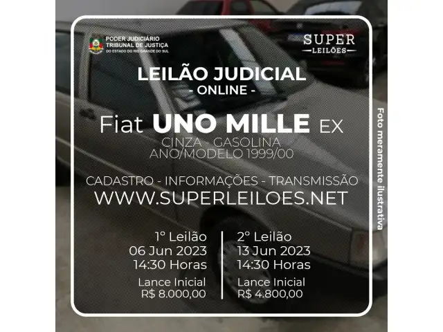 Um Veículo marca FIAT/UNO MILLE EX, ano 1999, modelo 2000