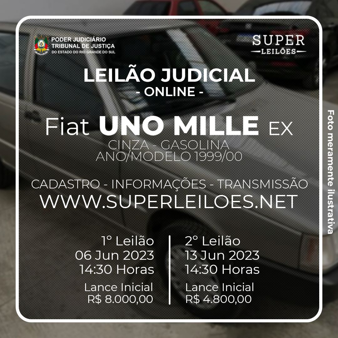 Um Veículo marca FIAT/UNO MILLE EX, ano 1999, modelo 2000