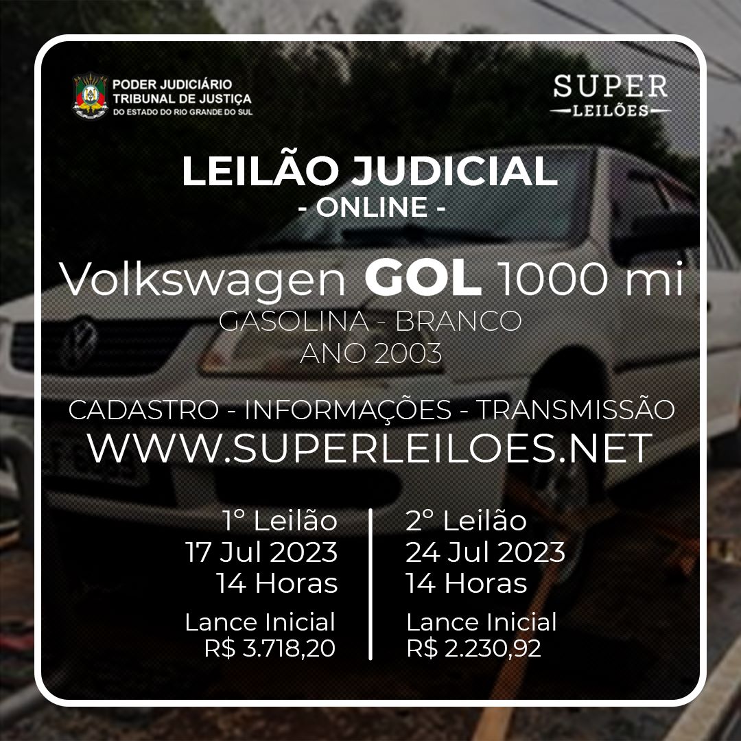 Um veículo VW Gol 1000 Mi 4P, placa ILF6869, ano e modelo 2003.